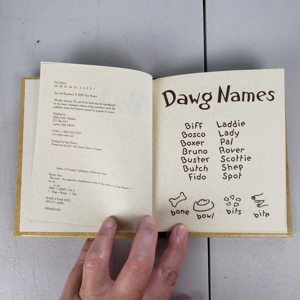 BowWow The Somewhat Comprehensive Book of Dog Names Faye Passow 1st Ed Hardcover